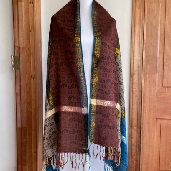 A&A Pashmina Cashmere Paris Large Oblong Shawl Wrap - Picture 5 of 16